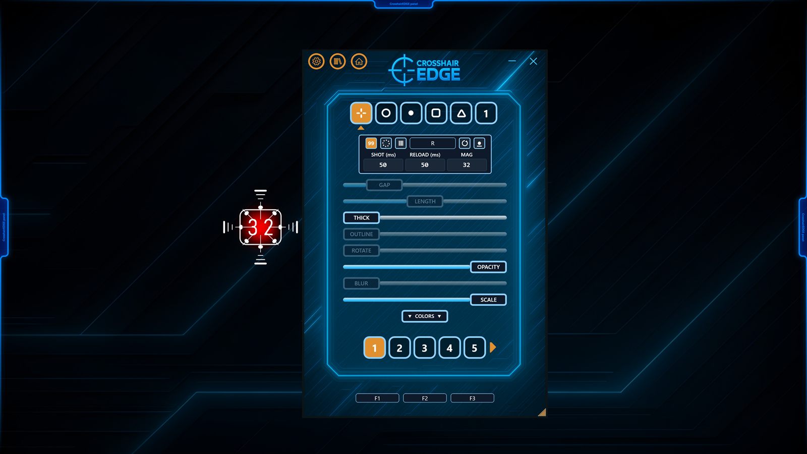 Crosshair EDGE Bullet Counter overlay showing live ammo readout next to the crosshair