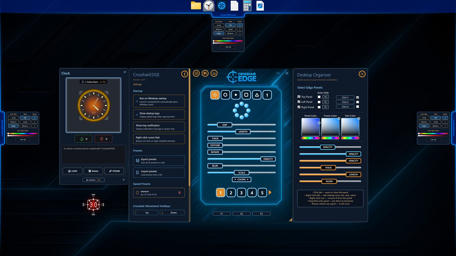 Crosshair EDGE custom crosshair overlay rendered on top of a Windows game